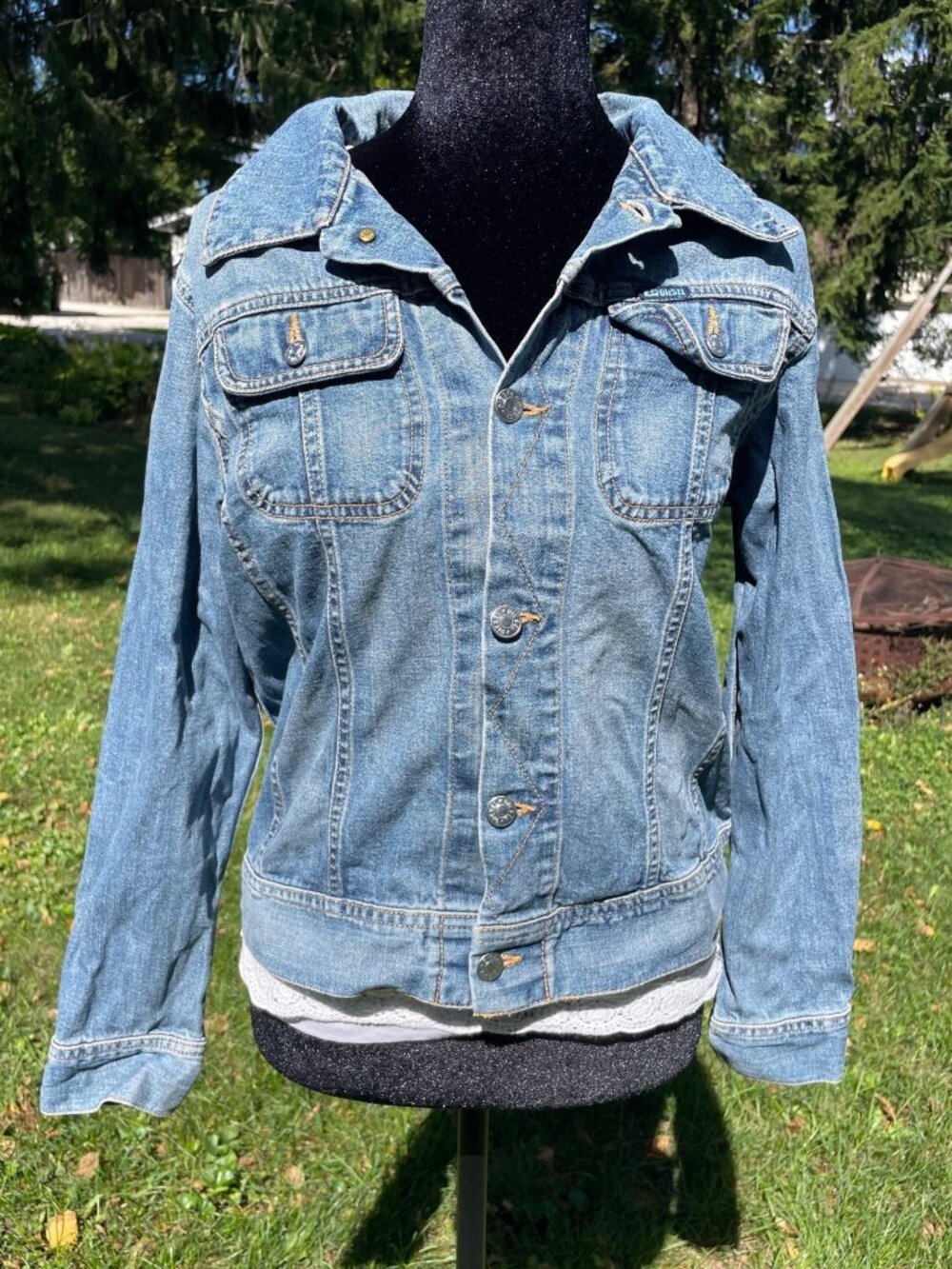 Vintage Y2K Diesel Jean Jacket Womens M Trucker Coat Denim Streetwear 2001 RARE